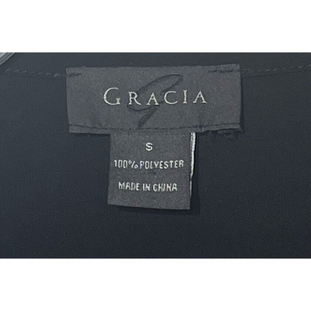 New Gracia Black Ruffle Sleeve V-Neck Zip Blouse Top - Picture 8 of 15
